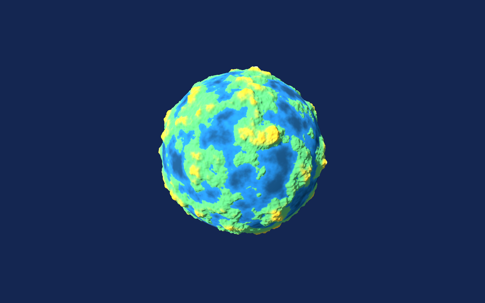 Procedural planet with noise-generated continents